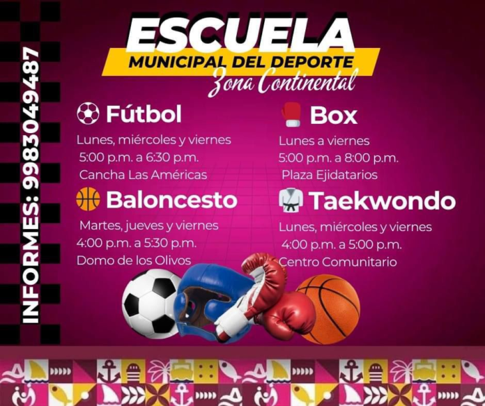 Gobierno de Isla Mujeres promueve la activación física en Zona Continental a través de la Escuela Municipal del Deporte